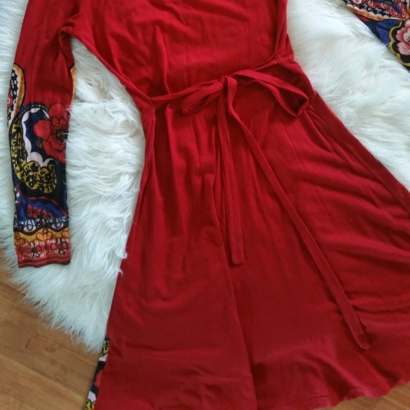 Desigual Long Sleeve Tie Back Floral Dress - Picture 5 of 8